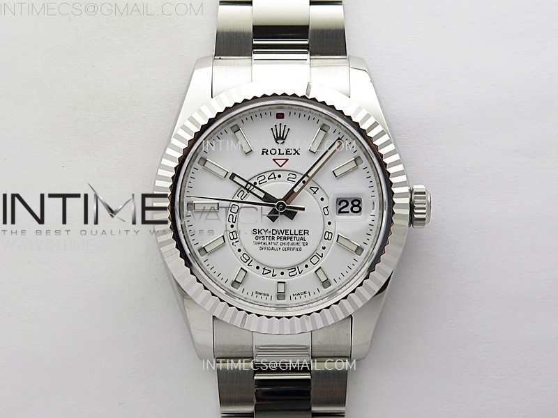 ZF공장 롤렉스 스카이드웰러 스틸 화이트다이얼 브레이슬릿 Sky-Dweller 326934 904L SS ZF 1:1 Best Edition White Dial on SS Bracelet Asian 2824