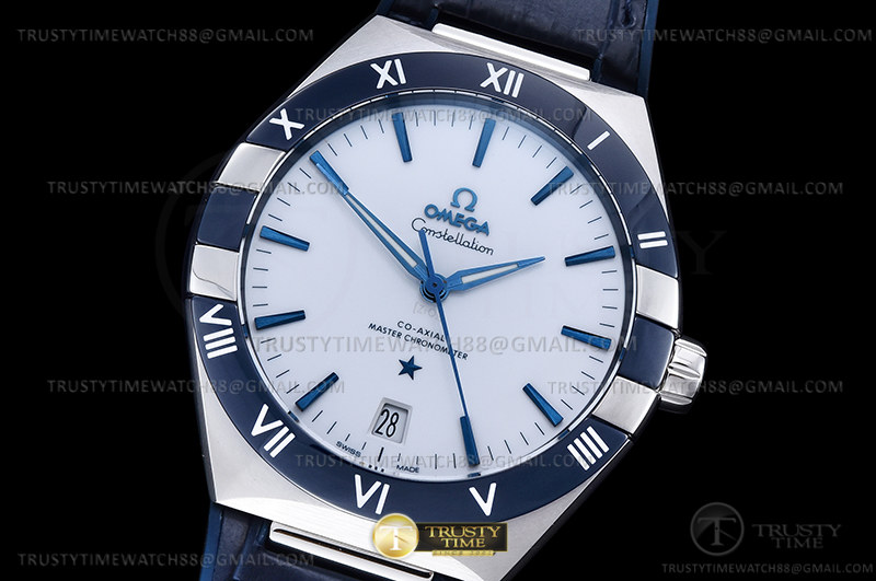 VS공장 오메가 컨스텔레이션 스틸 화이트다이얼 거미스트랩 Constellation Co-Axial 41mm Blue SS/LE White VSF A8900