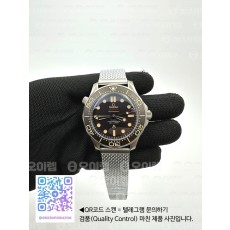 VS+공장 오메가 씨마스터 다이버 300M 노타임투다이 007에디션 블랙다이얼 매쉬스트랩 NTTD Seamaster 300m No Time To Die 007 TI/TI VS+ A8806 (브이에스플러스)