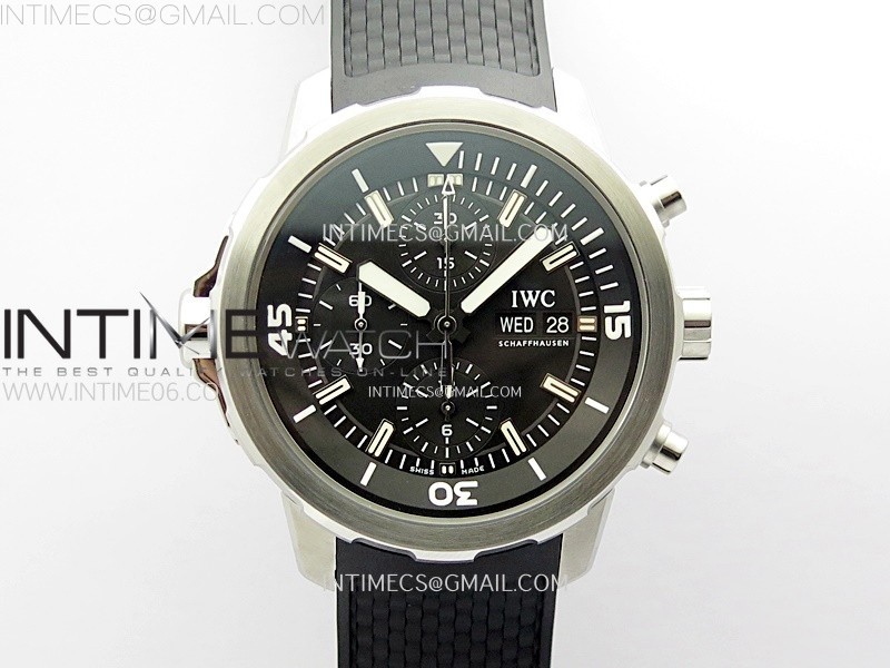 APS공장 IWC 아쿠아타이머 스틸 블랙다이얼 블랙러버스트랩 Aquatimer IW376803 SS APSF 1:1 Best Edition Black Dial on Black Rubber Strap A7750