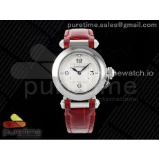 AF공장 까르띠에 파샤 30mm 스틸 화이트다이얼 레드가죽스트랩 Pasha 30mm SS AF 1:1 Best Edition White Textured Dial on Red Leather Strap Jaq Quartz