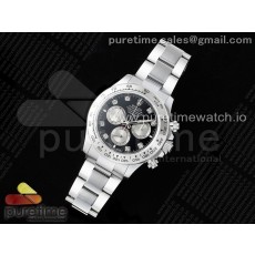 QF공장 롤렉스 스틸 데이토나 블랙8P다이아몬드다이얼 브레이슬릿 Daytona 116509 QF 1:1 Best Edition Black/White Diamonds Dial on SS Bracelet SH4130 V3 (Gain Weight)