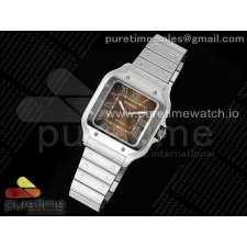 AF공장 까르띠에 산토스 미디움 브라운다이얼 브레이슬릿 Santos de Cartier 35mm SS AF 1:1 Best Edition Brown Dial on SS SmartLinks Bracelet MIYOTA 9015