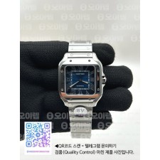 국내배송!! BV공장 까르띠에 산토스 2018 미디움 스틸 블루다이얼 스마트링크브레이슬릿 (고유번호 0b3)