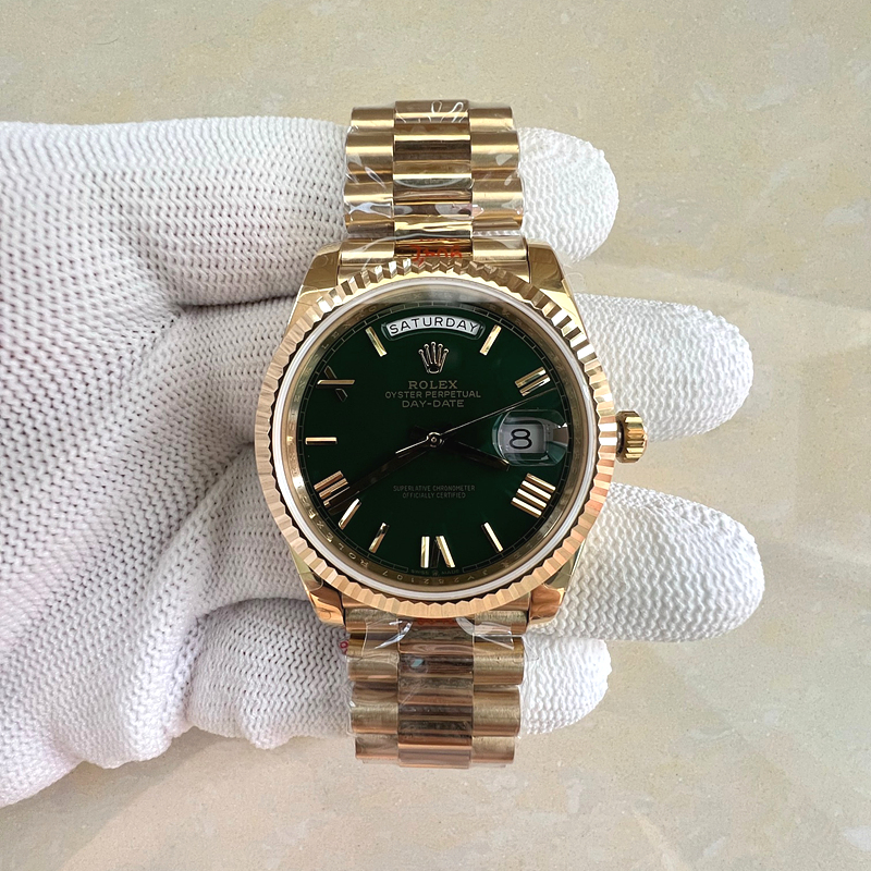 국내배송!! GM공장 롤렉스 데이데이트 40 옐로우골드금통 그린다이얼 로만인덱스 프레지던트브레이슬릿 (고유번호 GM27)